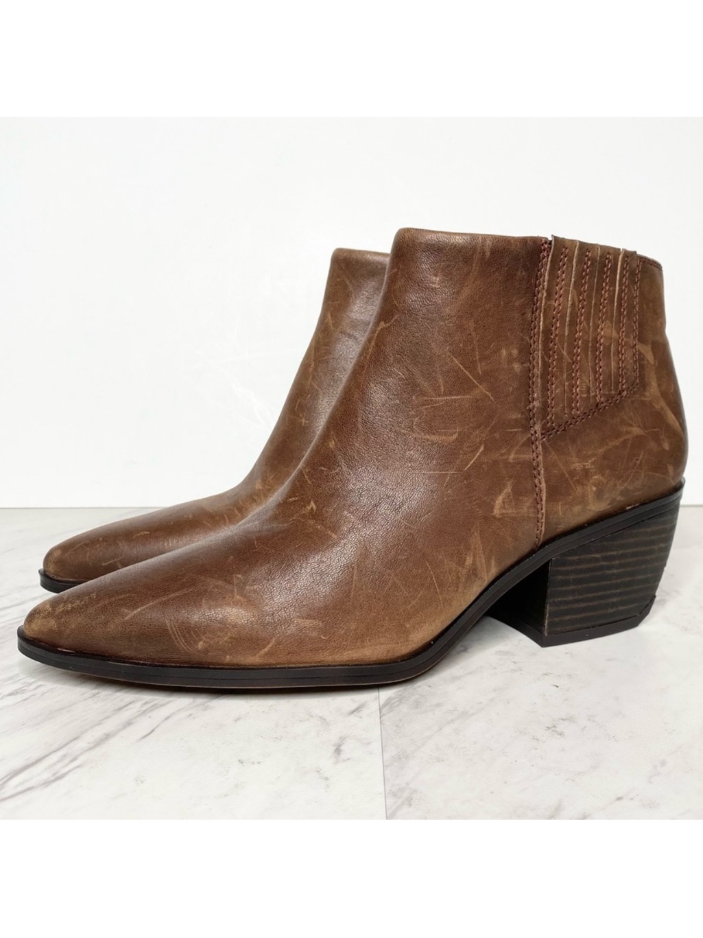 Franco Sarto Spur Brown Leather Bootie 9m